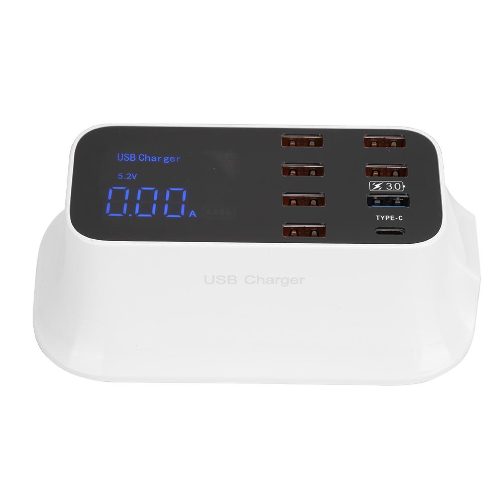 

8-портовое USB зарядное устройство для телефона с Type C, интеллектуальный цифровой дисплей для QC3.0 AU PLUG
