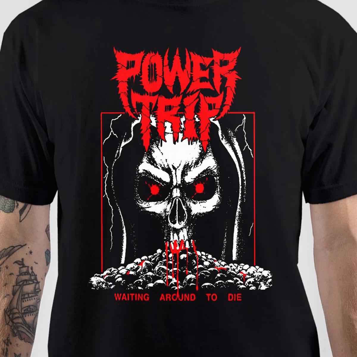Черная футболка с логотипом группы Power Trip Хлопок Все размеры от S до 5XL короткий рукав 2F125 L