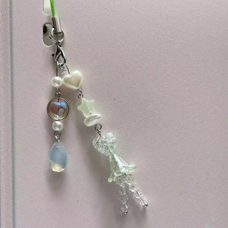 Sweet Strawberry Beaded Phone Charm Straps Car Key Hangings Pendants Fashion Bag Decoration Lanyard Purse Accessories