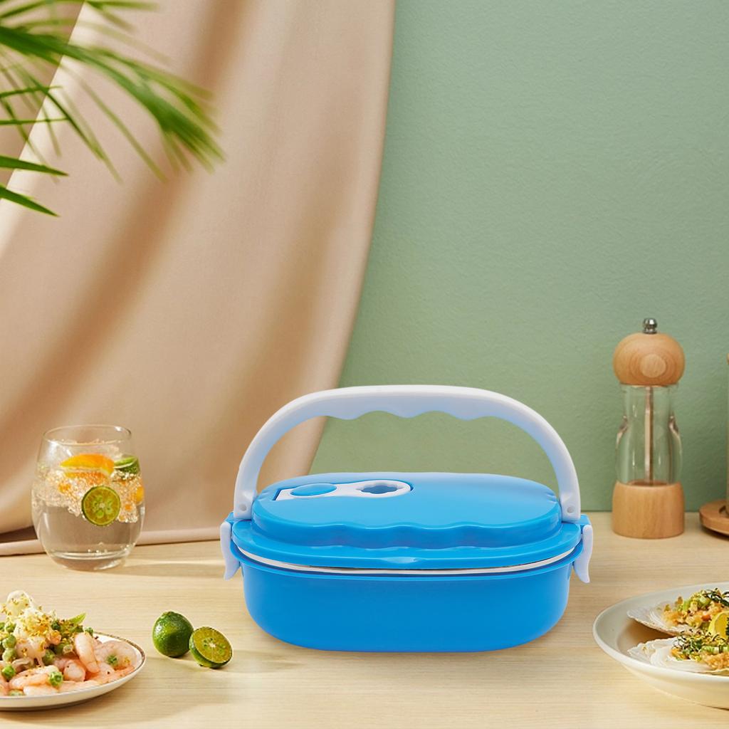Tragbarer Lebensmittelbehälter Thermos Küchengeschirr Edelstahl Lunchbox 0,9L Nährstoffreiche Mahlzeiten für Arbeit Schule Picknick Camping