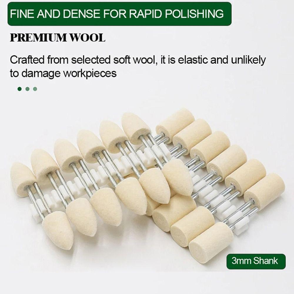 Cashmere Wool Felt Polishing 3mm Shank Buffing Wheels Cashmere Polishing  For Dremel