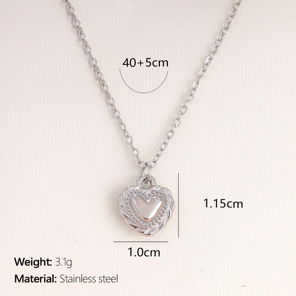 Retro Heart and Star Stainless Steel Pendant Necklace with Color Retention