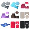1 Set Cobblestone Pattern Toilet Lid Cover Super Soft Polyester Foldable Anti-skid Bath Mat for Home