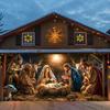 Nativity Christmas scene garage door Banner - Large polyester, outdoor Christmas decoration, suitable for festivals and parties
