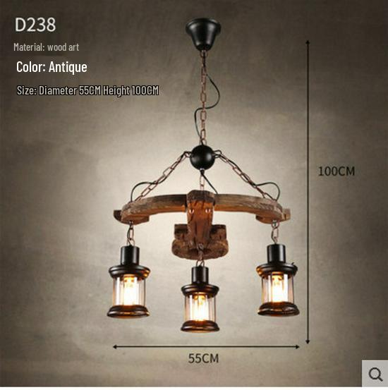 Vintage Industrial Wood Chandelier for Restaurants & Cafes