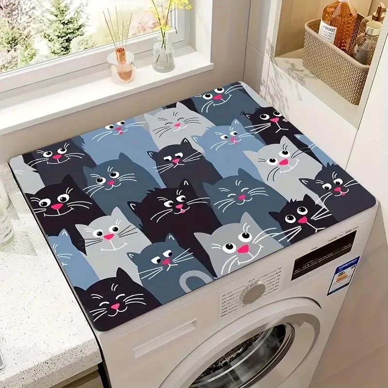 Kolorowa Mata Kuchenna z Nadrukiem Kota Absorbująca Szybkoschnąca Antypoślizgowa Mata na Naczynia do Suszenia Naczyń Wielofunkcyjna Dekoracja Domu, Mata do Suszenia Naczyń