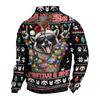 Men's Funny Novelty Christmas Print Button Pullover Hoodie Sweatshirt for Holiday Party