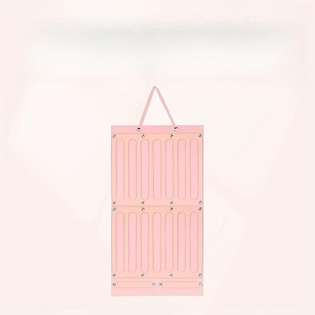 Pink Hanging Jewelry & Hair Accessory Organizer Bag - Felt Wall-Mounted Storage with Multiple Compartments for Headbands, Ribbons, and More