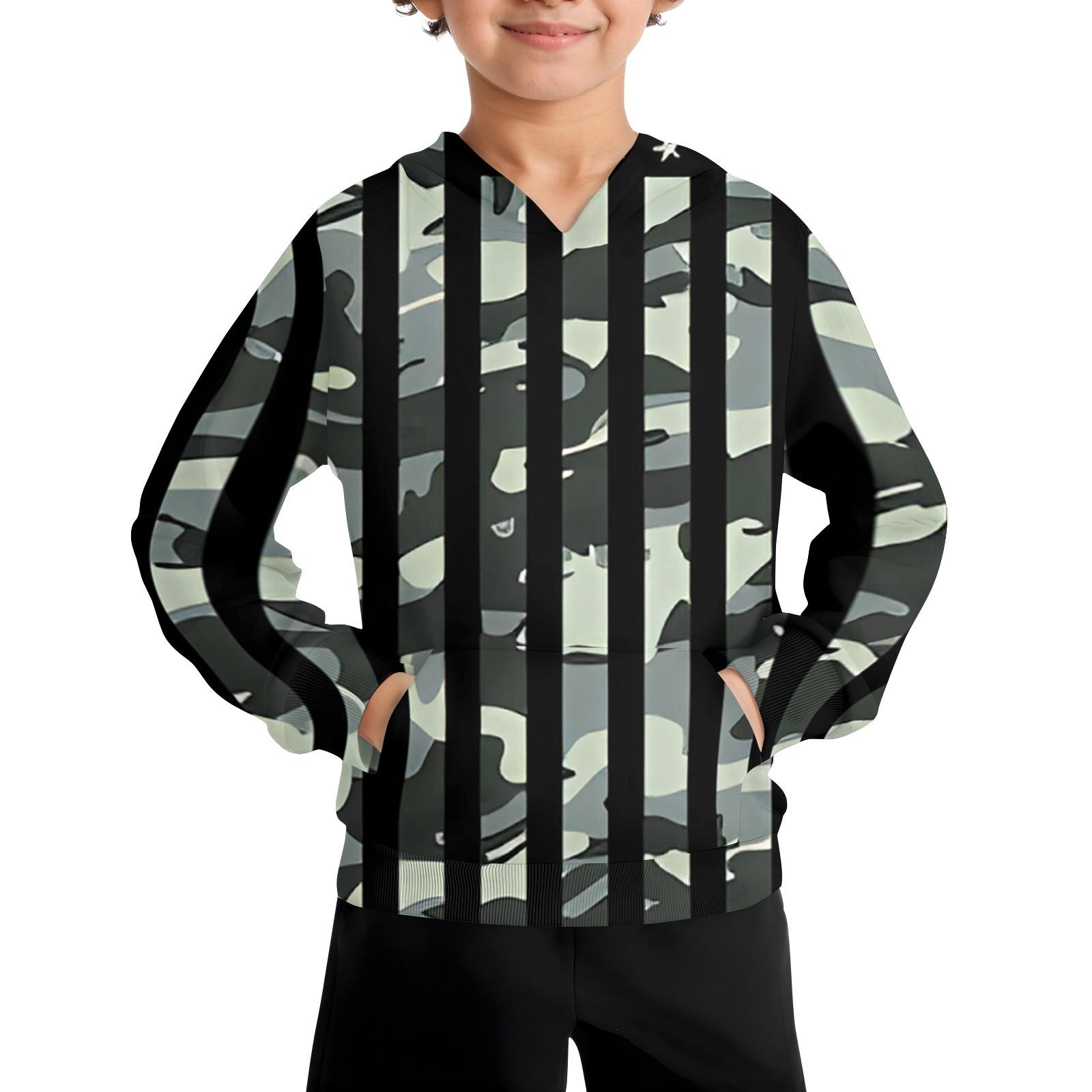 Повседневная модная толстовка с длинным рукавом и капюшоном с карманом для мальчиков 100 армия зеленый