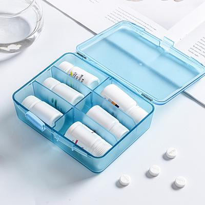 Leichte Pillendose mit mehreren Fächern, tolle 6 Fächer mit Deckel
