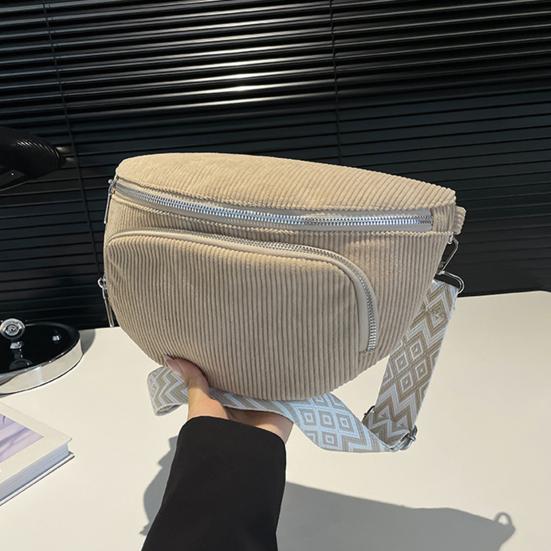 Cord Umhängetasche für Damen Crossbody Bauchtasche Lässige Hüfttasche mit verstellbarem Riemen für Reisen Laufen Ausflüge