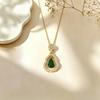 Emerald Gourd Pendant Necklace: Chinese Style, Micro-set Diamonds, Fashionable Light Luxury Design.