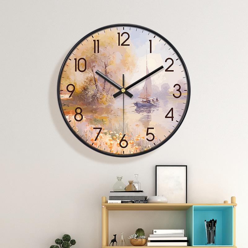 10/12 Inch Fashion Creative Wall Clock Silent Nordic Artist Living Room Bedroom Wall Watch Oil Painting Style Home Decoration