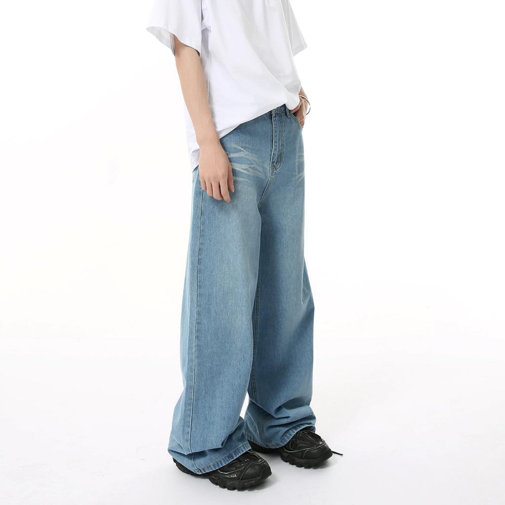 Men's Clothing | Washed Wide Leg Drape Cleanfit Straight Floor Mopping Jeans Versatile