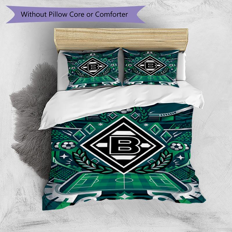 3pcs Duvet Cover Set (1*Duvet Cover + 2*Pillowcase, Without Core), Borussia Monchengladbach Print Bedding Set, Bedroom Decor, All‑Season, Birthday Gif
