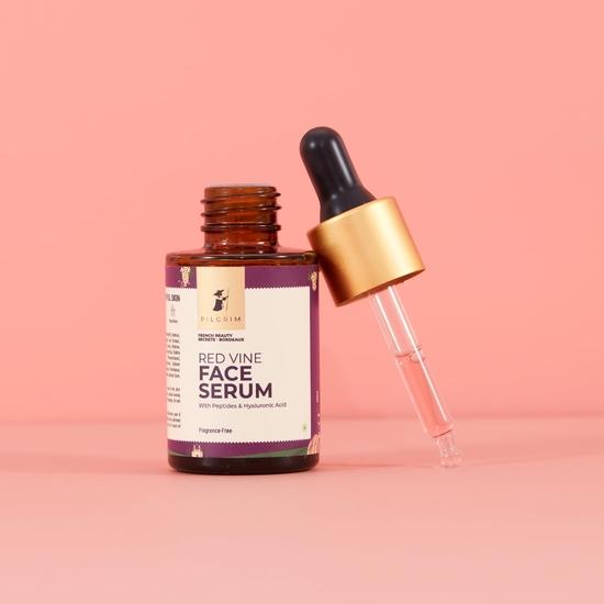 PILGRIM French Red Vine & Hyaluronsäure-Serum mit Peptiden | Rotwein-Serum für das Gesicht | Für Frauen & Männer | Alle Hauttypen | 30 ml