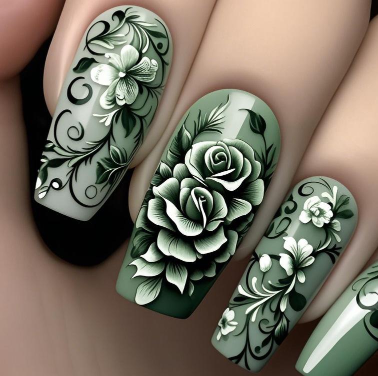The New Best-Selling Fashionable Nail Art Pieces Are Small, Fresh, Simple And Elegant, Gentle And Simple, And Roses Wear Nail Pieces. yellow jelly glue + rubbing strips *4pcs