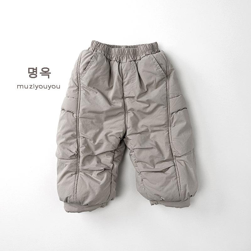 Kids Warm Thick Casual Solid Cotton Winter Pants For Unisex Children