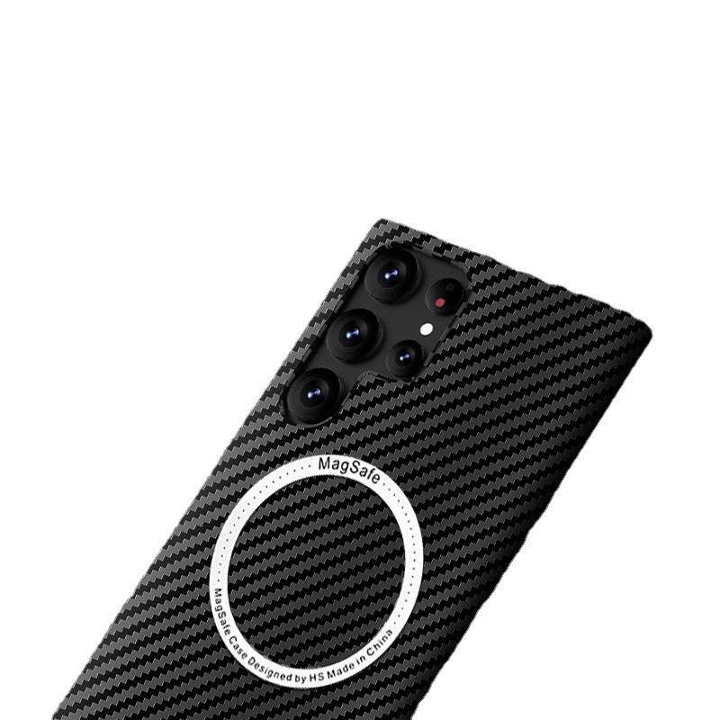 Applicable To Samsung S26Ultra Carbon Fiber Pattern Mobile Phone Case S25 All-inclusive Magsafe Magnetic PC Ultra-thin Protective Case