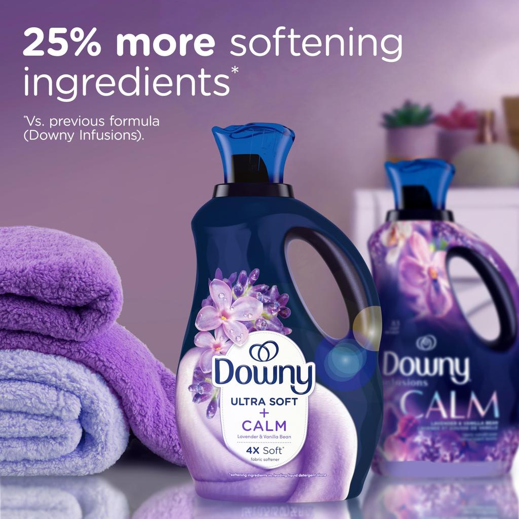 Downy Ultra Soft Fabric Softener Liquid, Calm, Lavender, Vanilla Bean, 50 fl oz, 83 Loads