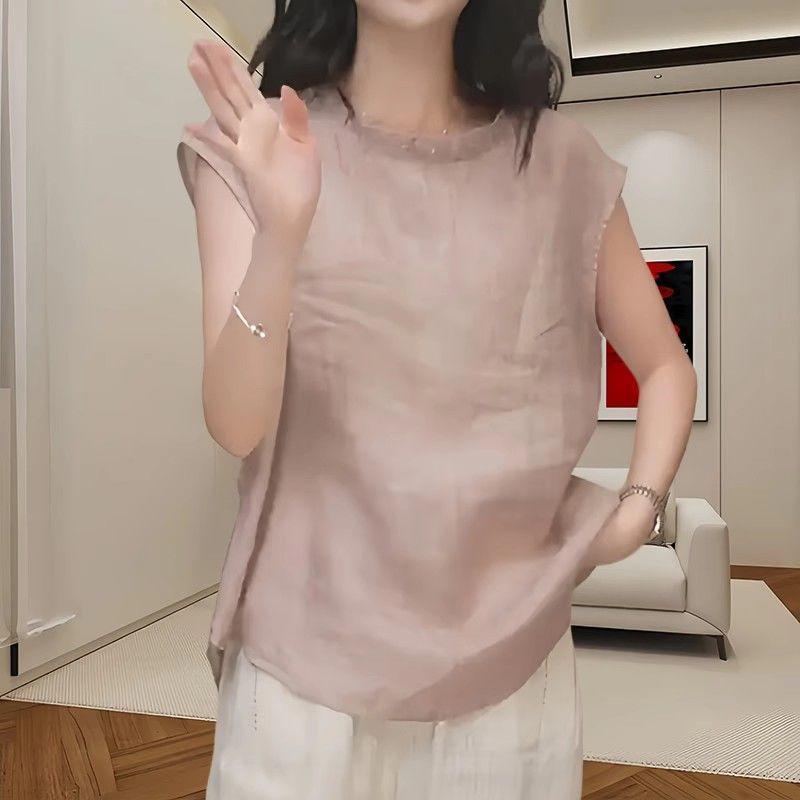 

Летний ретро топ без рукавов с оборками - Приталенный, Молодящий повседневный наряд для женщин XL фиолетовый