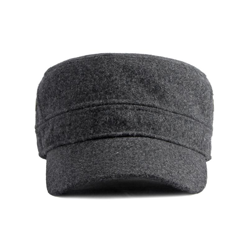 Čepice Pánská zimní teplá plochá čepice jaro podzimní vlněná kšiltovka velká hlava vojenská čepice