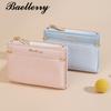 Women Short Minimalist Wallet With Pu Material Anti Theft Zip For Everyday Use
