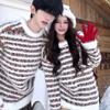 Women's Autumn/Winter Korean Style Color Block Knitwear & Hat Set