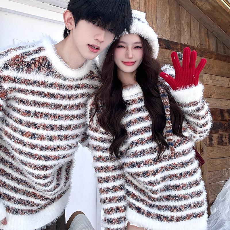 Women's Autumn/Winter Korean Style Color Block Knitwear & Hat Set