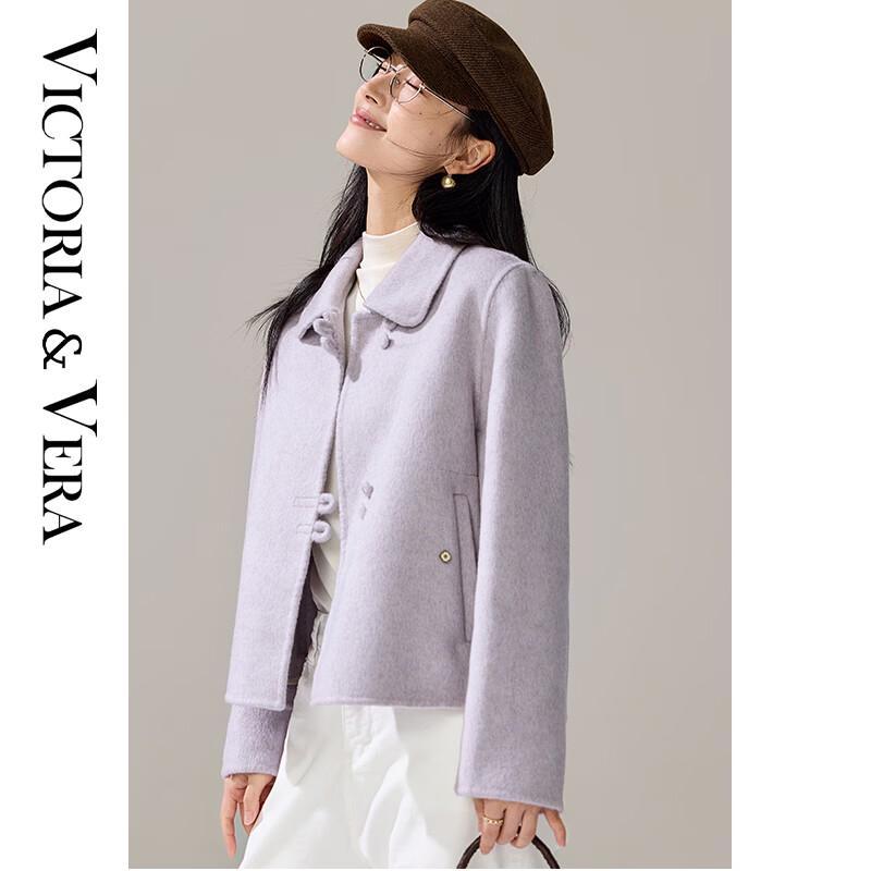 VICTORIA&VERA Women's Wool Blend Short Coat