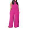 Women's Casual Retro Jumpsuit Summer Beach Sleeveless Round Neck Color Casual Fashion Wide Leg Jumpsuit