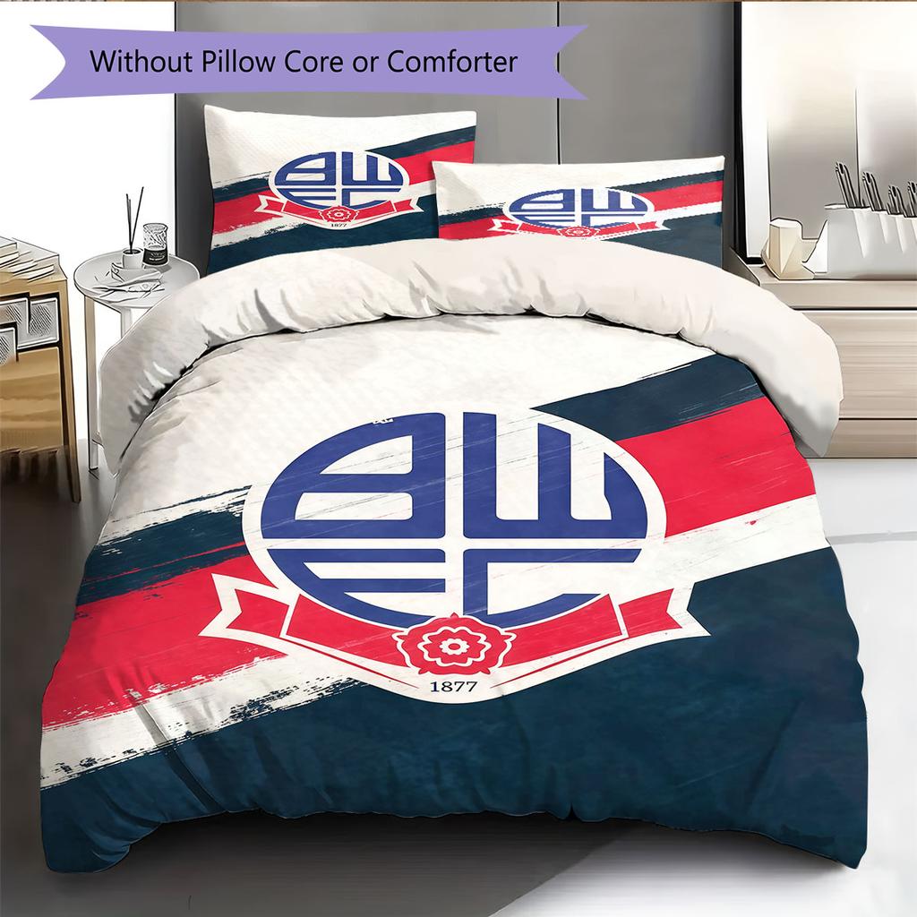 Bolton Wanderers F.C Bettwäsche Steppbett Set Bettbezug Kissenbezug Heimdekoration Geburtstagsgeschenk (1 Bettbezug + 2 Kissenbezüge, ohne Füllung)