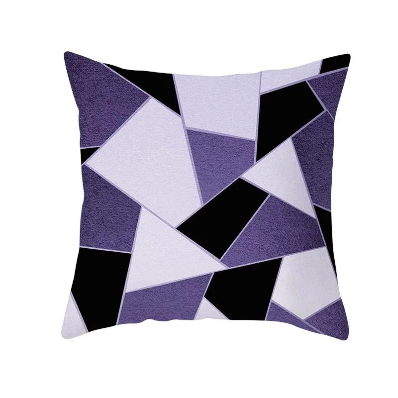 Square Throw Pillow Geometric Purple Marble Print Pattern Cushion Cover Home Living Room Sofa Decoration