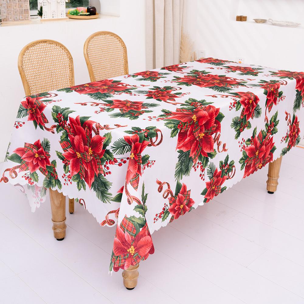 Christmas Table Runner - Rectangle Holiday Dining Table Decor, Printed Tablecloth for Xmas Party, Home Kitchen Decorations