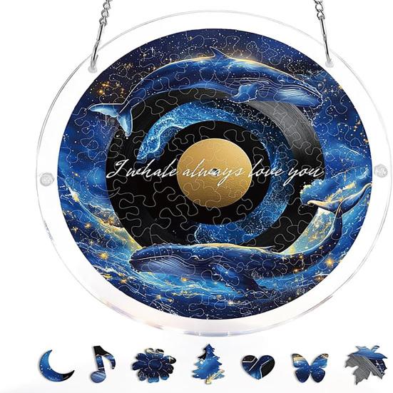 Acrylic Puzzle Suncatcher, Stained Glass Window Hanging Ornament with Double-side UV Printed Design, Colorful DIY Jigsaw Puzzle Suncatcher