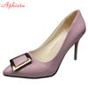 Fashion Aphixta New 10cm Thin Heels Shoes Women Pumps Wedding Party Official Leisure Crystals Luxury Buckle Black Super Big Szie 48
