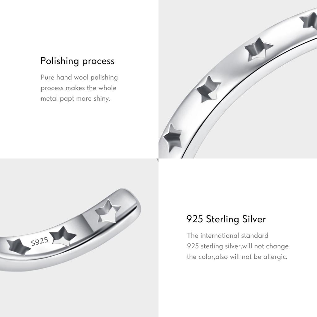 MODIAN 925 Sterling Silver Vintage Hollow Stars Opening Finger Rings Classic Retro Adjustable Ring For Women Fine Jewelry Gifts