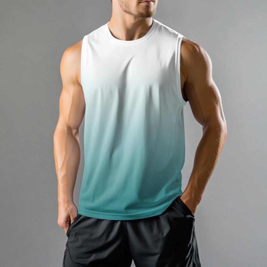 Ärmelloses Herren-Sport-Casual-Weste mit Farbverlauf-Print
