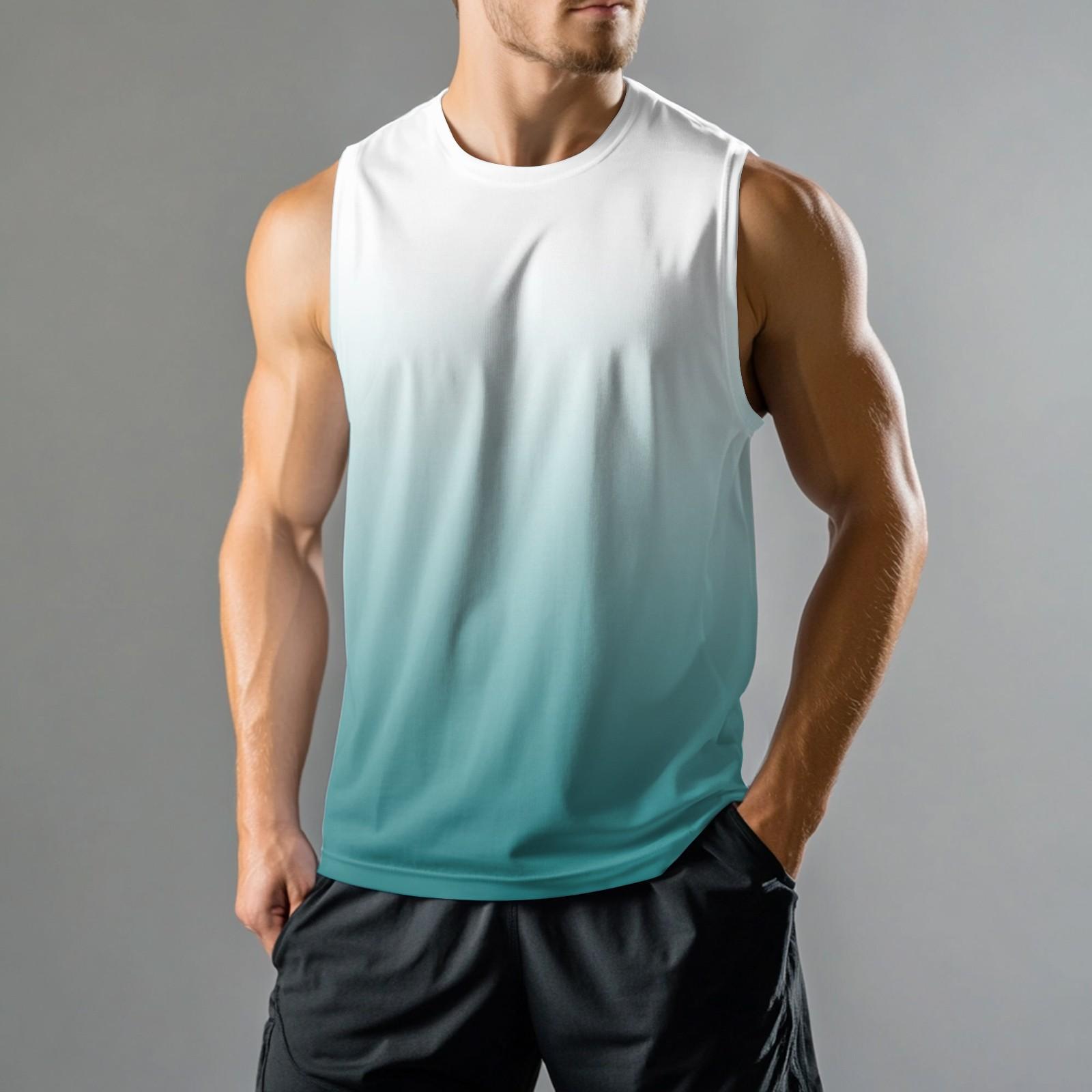 

Мужской спортивный повседневный жилет без рукавов с градиентным принтом XL белый