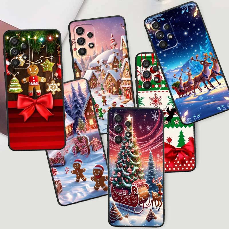 Świąteczne Pudełko Prezentowe Etui na Telefon Dla Samsung A73 A72 A71 A55 A54 A53 A52 A51 A13 A22 A16 A15 A12 A14 A26 A07 5G Czarne