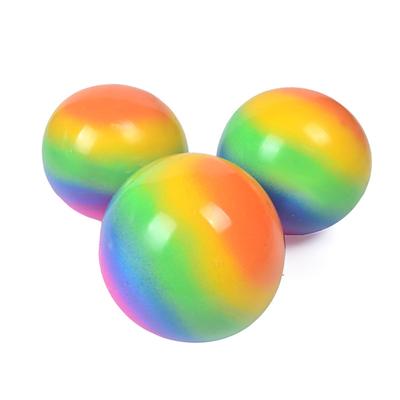 Soft  Rubber  Ball Rainbow Color Elastic Tension Rubber Ball Relieve Stress Rebound Vent Toy