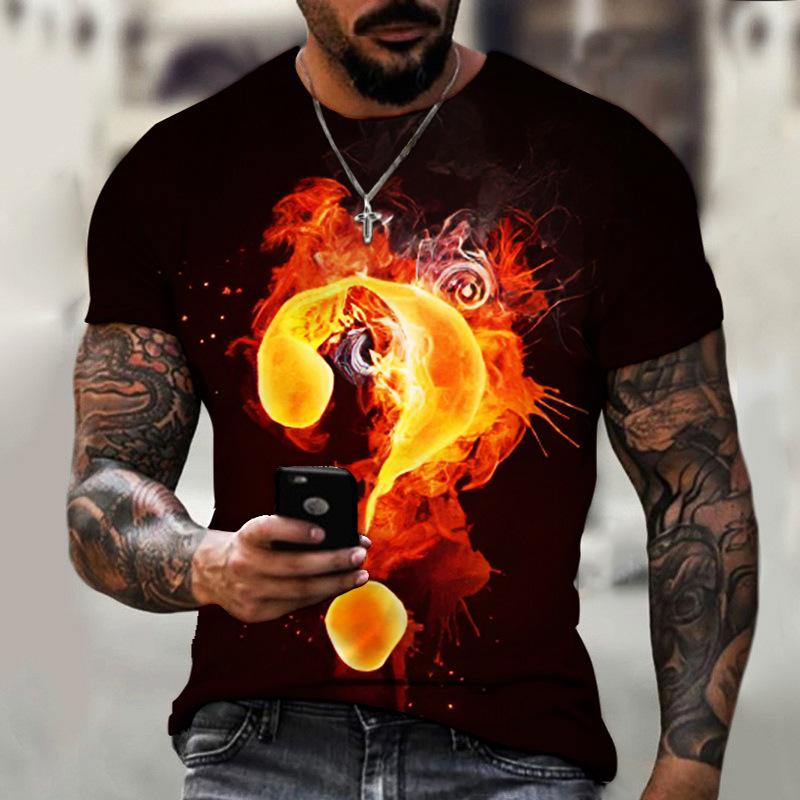 3D Digital Print T-shirt, Teenage Men's Short-sleeve Top, Versatile and Breathable