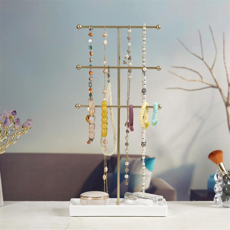 Jewelry Stand Holder Organizer: 18.3" Sturdy Jewelry Hanger for Necklace, Earring, Bracelet, Gold and Black