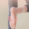 4 Pairs Of Yoga Socks, Medium Length Socks, Pure Cotton Anti Slip Silicone Indoor Fitness Pilates, Women's Sport Socks