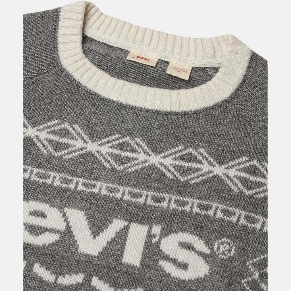 Levis Winter Warm Series Casual Comfortable Letter Print Knitted Crew Neck Long Sleeve Sweater Men Sweater 004ZJ-0000