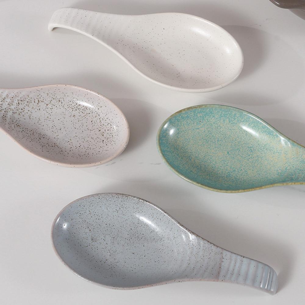 European Style Porcelain Spoon Rest Anti-skid Texture Ladle Holder Utensils Holder  Restaurant