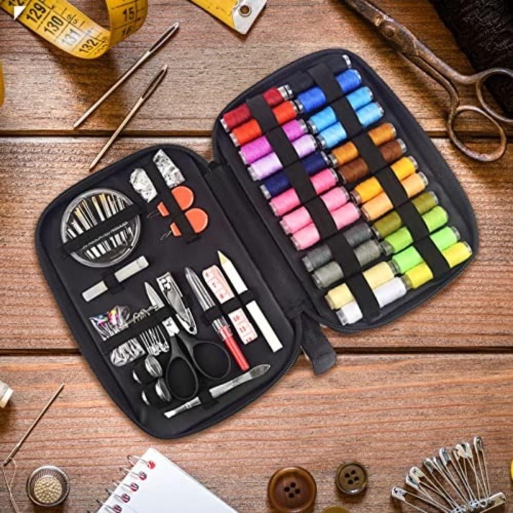 90PCS Multi-function Needle and Thread Kit Portabe DIY Tools Sewing Kits Cross-Mirror Needlework with Sewing Bag