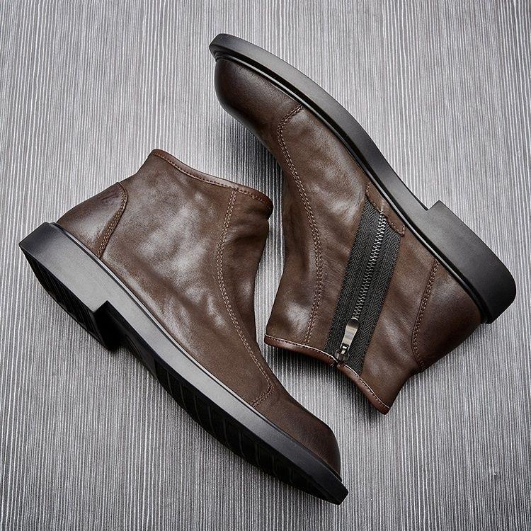 Men's Winter Retro British Style Genuine Leather High-Top Martin Boots