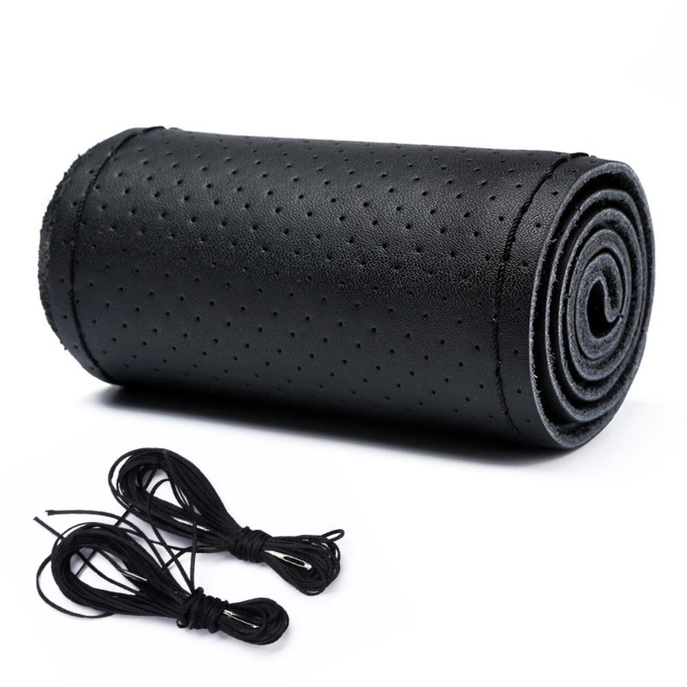 37-38cm Genuine Leather Steering Wheel Cover For Car Braiding Steering Wheel Protector Covers Anti Scratch Steering Accessories