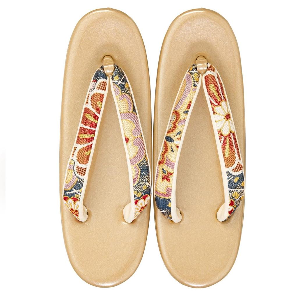 Zori Bag For Formal Saga Round Chrysanthemum and Flower S Size Made in China [Kyoto Miyabi] Set, Enamel, Furisode, Hakama, Wear, Women's, Gold, Navy,